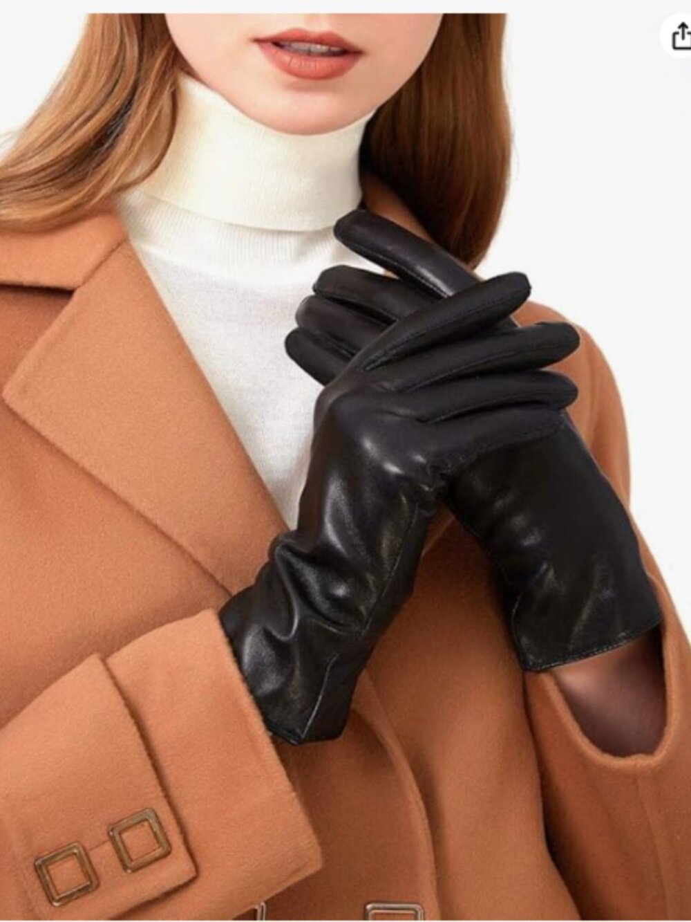 Leather Dress/Driving Gloves Black Sz L